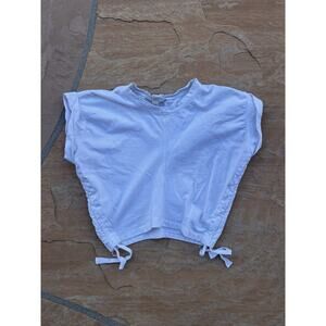 AllSaints Crop T Shirt Top Womens Medium White Mira Cuffed Ruched Drawstring